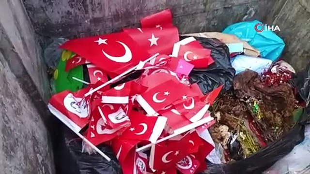 Türk Bayrakları'nı çöpe atmışlar; polis peşlerine düştü