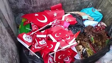 Türk Bayrakları'nı çöpe atmışlar; polis peşlerine düştü