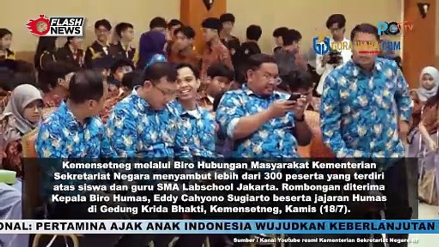 GAUNGKAN PERAYAAN HUT RI KE-79 KEMENSETNEG TERIMA KUNJUNGAN SMA LABSCHOOL JAKARTA