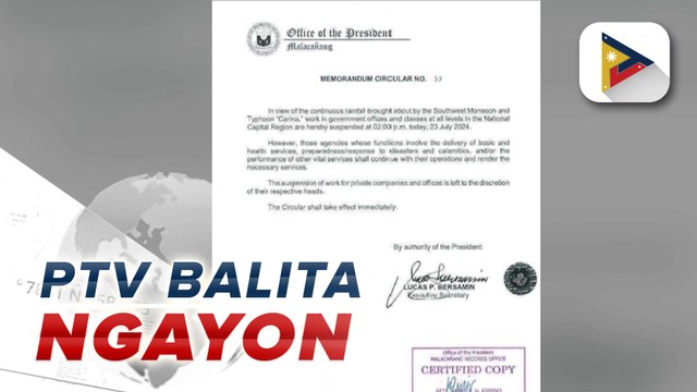 Klase at pasok sa gov't offices sa NCR, suspendido na dahil sa Bagyong Carina at habagat