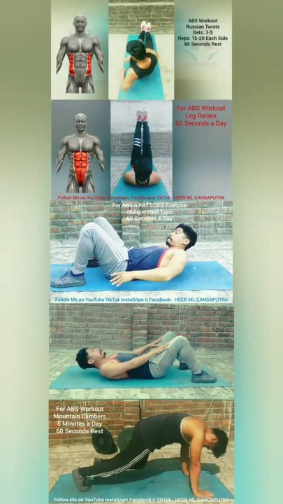 5 Best ABS Exercises  #heermlgangaputra #naturalbodybuilding #workout #sixpack #sixpackabs #fatloss #weightloss #fitness