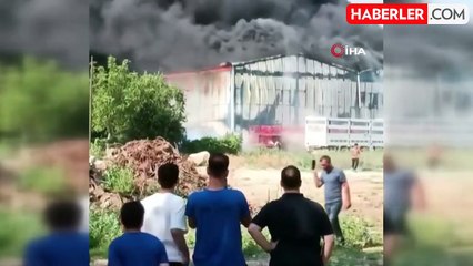 Kağıt ve elyaf fabrikasında yangın paniği