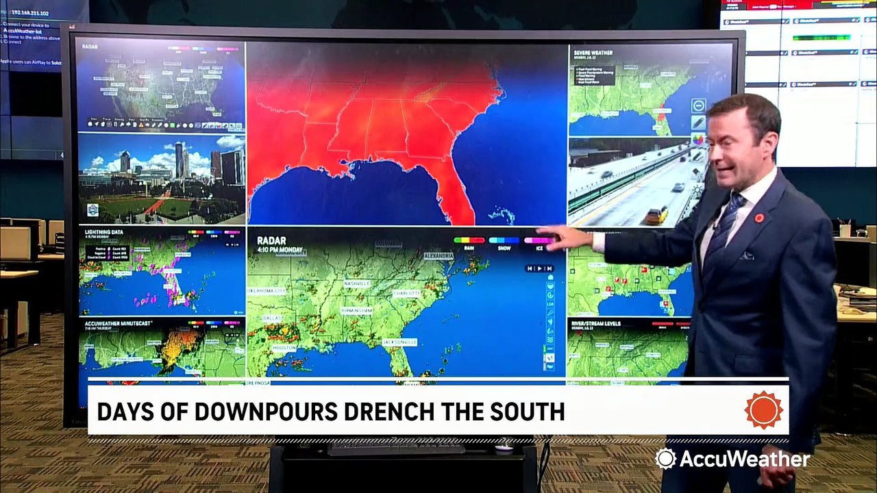 Days of downpours drench the South