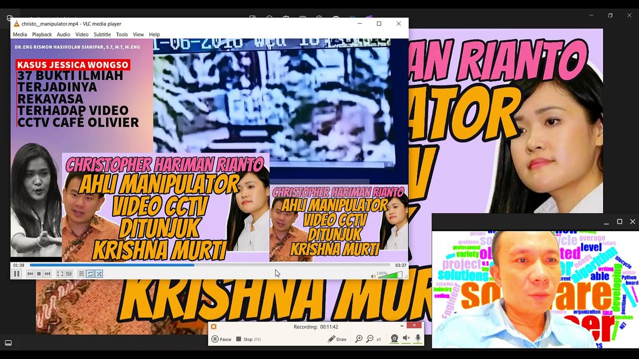 CHRISTOPHER HARIMAN RIANTO AHLI MANIPULATOR VIDEO CCTV JESSICA WONGSO DITUNJUK KRISHNA MURTI