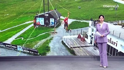 외줄 위 아찔한 전력질주…묘기 경쟁도