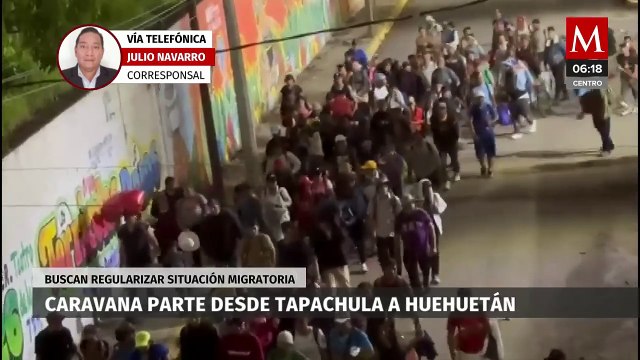 Más de 3 mil migrantes parten en caravana desde Tapachula hacia Huehuetán, en Chiapas