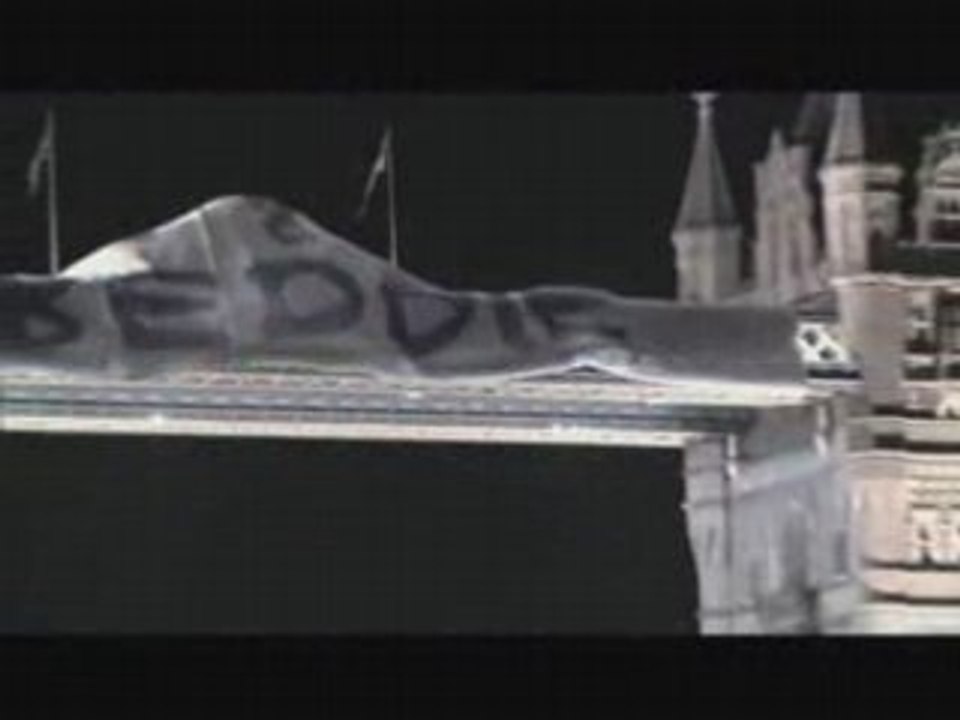 Crazy celebration over Tower Bridge