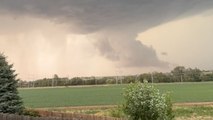 Menacing storm cloud over Omaha, NE teases the possibility of a severe tornado