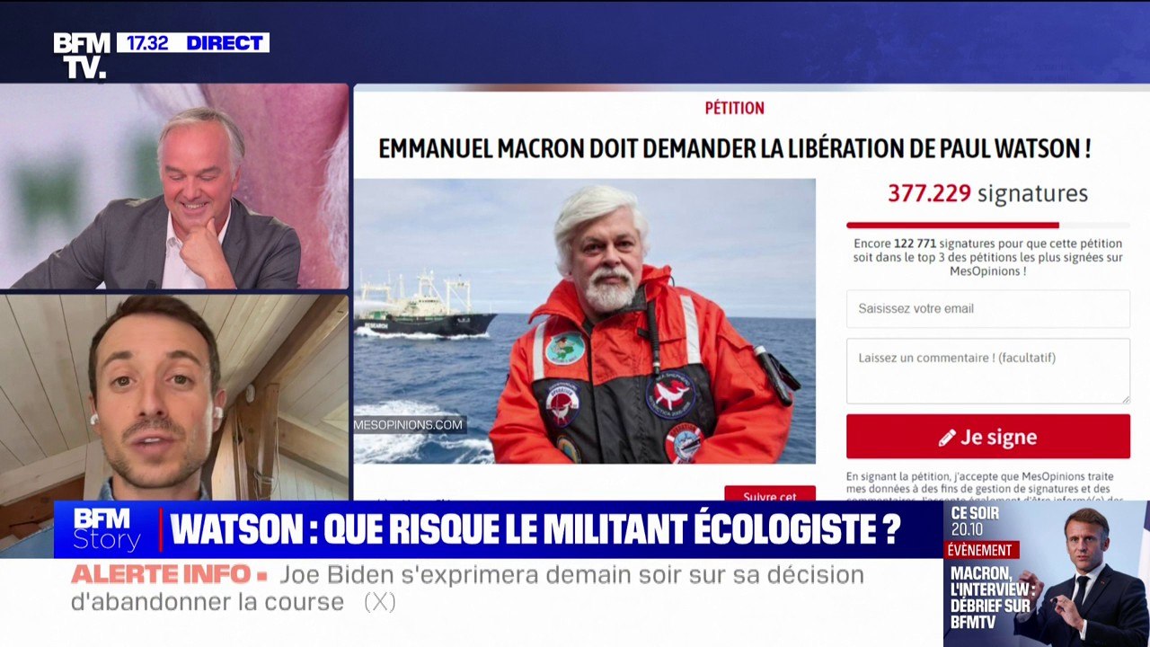 Paul Watson arrêté au Groenland: Emmanuel Macron "intervient en ce moment-même auprès du Danemark", affirme Hugo Clément