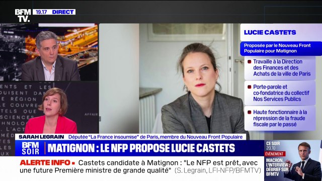 Lucie Castets, candidate du NFP à Matignon: Elle porte les orientations d'un État fort et d'un service public fort , affirme Sarah Legrain (LFI-NFP)