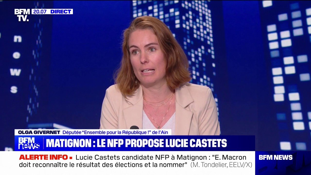Lucie Castets, candidate du NFP à Matignon: "Je ne suis pas sure que les Français attendent une application pure et simple du programme NFP", affirme Olga Givernet (Ensemble)