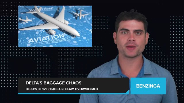 Delta Airlines Baggage Claim Area at Denver International Airport Overwhelmed with Unclaimed Bags After Software Outage Disrupts Flights