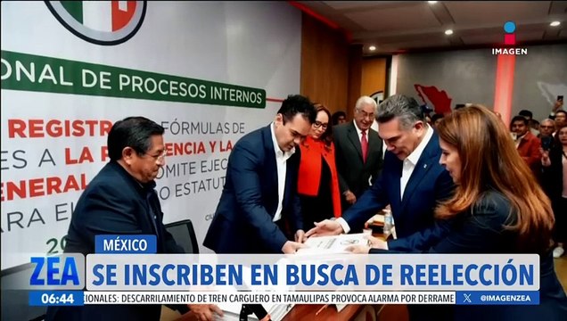 Alito Moreno y Carolina Viggiano se inscriben en busca de la reelección del PRI