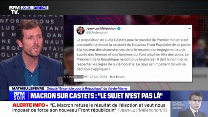 Mathieu Lefèvre (Ensemble): "Jean-Luc Mélenchon est la personnalité politique qui est aujourd'hui la moins respectueuse des institutions"