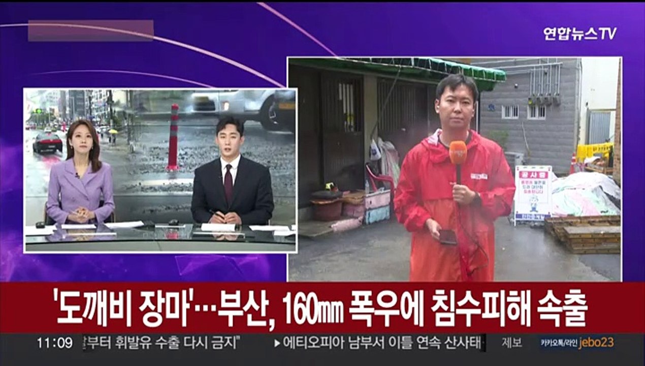 '도깨비 장마' 부산, 160㎜ 폭우에 침수피해 속출…산사태 경보도