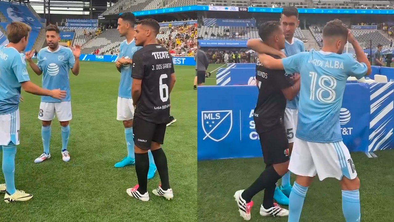 Jonathan dos Santos se reencuentra con sus ex compañeros del Barcelona, Jordi Alba, Busquets y Riqui Puig en el 'skill challenge' del MLS All Star Game