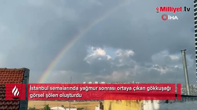 İstanbul semalarında oluşan gökkuşağı görsel şölen oluşturdu