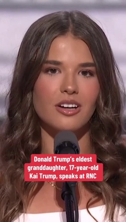 I'm speaking today to show the side of my grandpa that people don't often see," says 17-year-old Kai Trump, the eldest granddaughter of Donald Trump, taking the mic from her father Don Jr. at the RNC. "He gives us candy and soda when our parents aren't lo