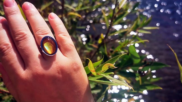 Royal Mood - Mood Ring - Stainless Steel - adjustable - 18x13 mm