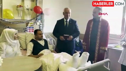Düğün alışverişi yaparken düşen sözleşmeli er hastane odasında nikahlandı