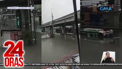 Bus, tumirik sa gitna ng malalim na baha; mga pasahero, umakyat sa bubong bago na-rescue | 24 Oras