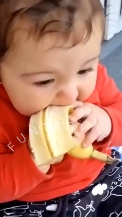 Cute Baby Eating Banana 