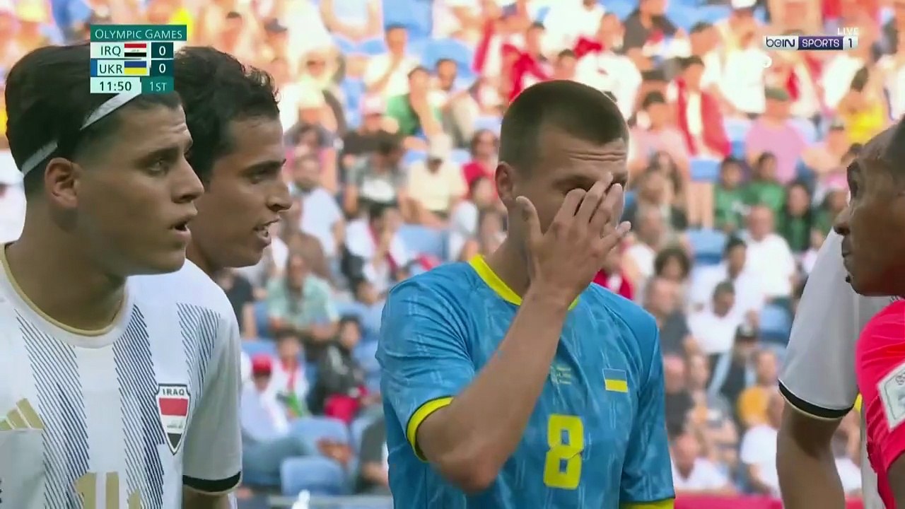 نهائيات كرة القدم الأولمبية - باريس 2024 - رجال مباراه منتخب العراق الاولمبي ومنتخب اوكرانيا الاولمبي   الشوط الاول 2024-07-24