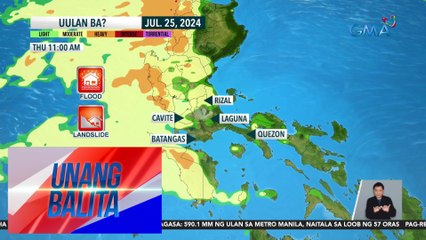 Download Video: Malalakas na pag-ulan dulot ng Habagat at Bagyong #CarinaPH, dapat pa ring paghandaan - Weather update today as of 7:36 a.m. (July 25, 2024) | Unang Balita