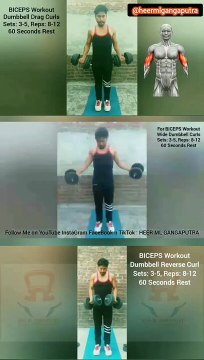 Top 3 BICEP Exercises with DUMBBELLS at Home & Gym #heermlgangaputra #naturalbodybuilding #workout #fitness #muscle #training #tips