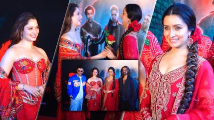 Stree 2' Sundaris, Shraddha And Tamannaah's Rosy-Red Dazzling Look At 'Aaj Ki Raat' Song Launch