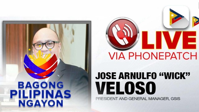 Panayam kay GSIS President and General Manager Jose Arnulfo Veloso ukol sa mga miyembro ng GSIS na apektado ng bagyo at habagat, na maaaring mag-avail ng emergency loan