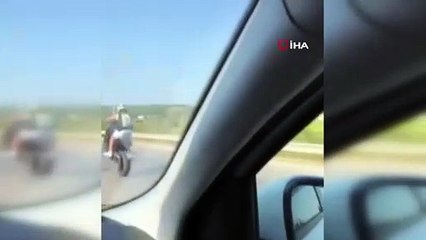 Otobanda tek teker ölüme yolculuk kamerada