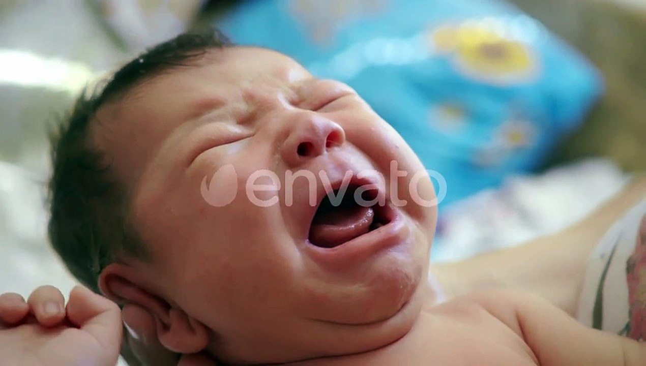 cute baby born and crying