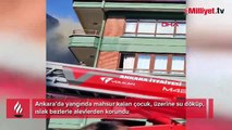 Yangında mahsur kalan çocuk, üzerine su döküp, ıslak bezlerle alevlerden korundu