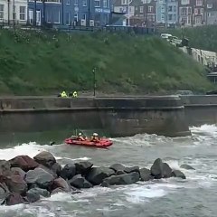 Curtis Johnson and his dog Rex were saved by Cromer RNLI - video courtesy of Andy Siddall
