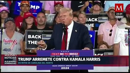 Donald Trump ataca a Kamala Harris en su primer mitin tras la salida de Biden