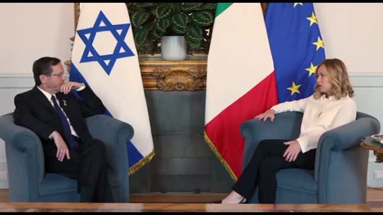 Meloni riceve il presidente israeliano Herzog a Palazzo Chigi