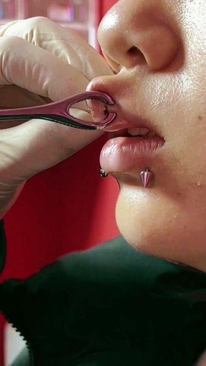 Horizontal Lip Piercing