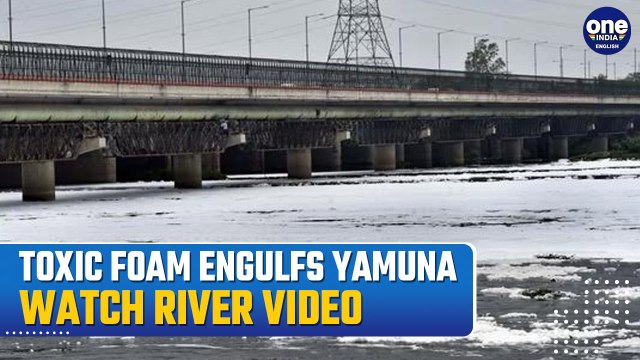 Footage shows toxic foam floating on Yamuna in Delhi as Indian capital battles hazardous pollution