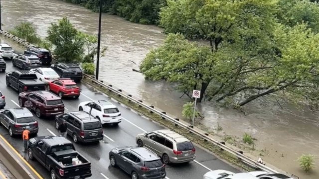 Toronto, Canada: Busy highway nearly turns into a river after intense flooding