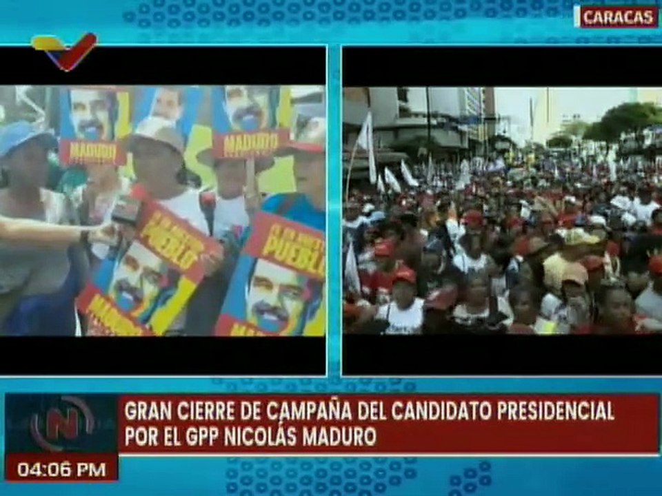 Venezolanos se movilizan en la ciudad capital en apoyo al candidato presidencial Nicolás Maduro