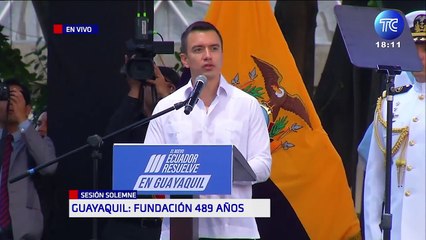Presidente Daniel Noboa llama a no permitir la impunidad en la Sesión Solemne por los 489 de Guayaquil