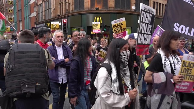 Crowd protests outside Andy Burnham’s office after Manchester Airport video