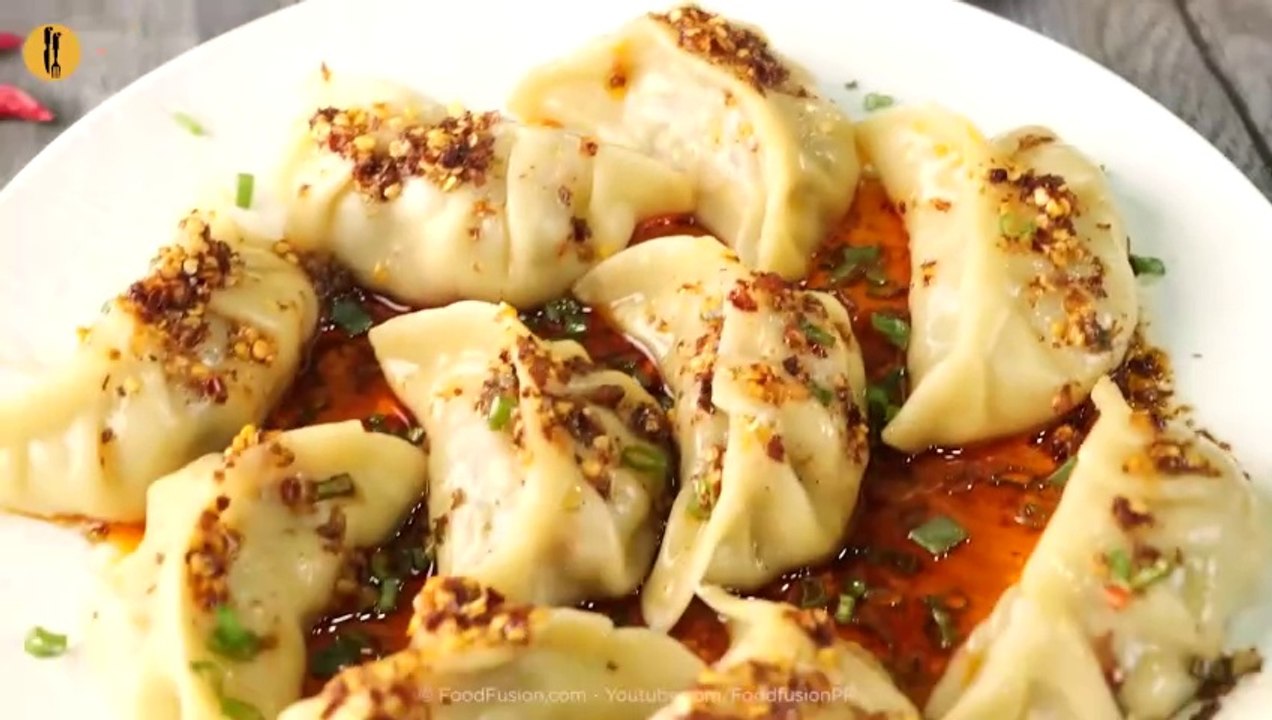 Chicken Dumplings with Chilli Oil & Dumpling Sauce Recipe by Food Fusion
