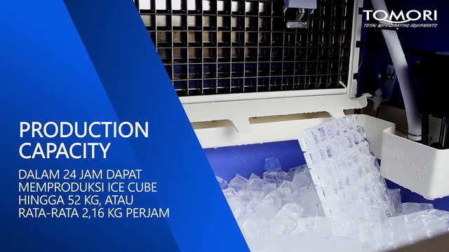 ALAT PEMBUAT ES BATU (CUBE, ES KUBUS) BISA MEMPRODUKSI 2.16 Kgs /PER-JAM - TOMORI ICE CUBE AC - 175