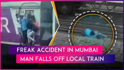 Mumbai: Man Hanging Outside Moving Local Train Falls Off After Being Struck by Pole In Freak Accident