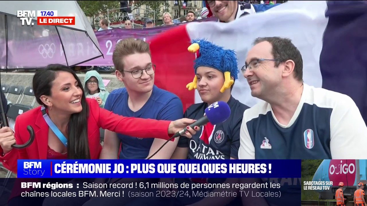 "On va en profiter un maximum": L'impatience des spectateurs de la cérémonie d'ouverture des Jeux olympiques malgré les premières gouttes de pluie