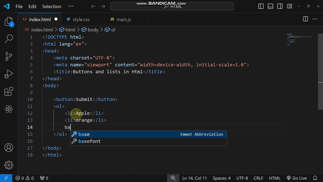 How to use Button and lists in Html | Button and Lists in Html