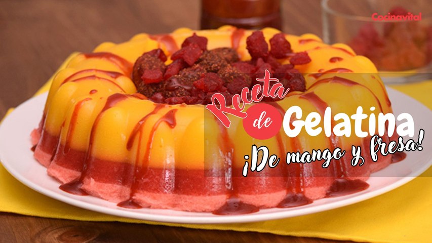 Cómo hacer gelatina de mango y fresa con chamoy