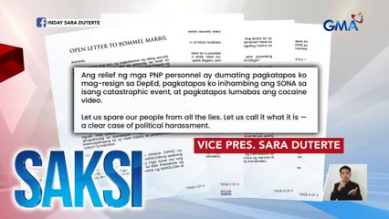 VP Sara Duterte, tinawag na political harassment ang pagbawas ng mga pulis sa kanyang seguridad | Saksi
